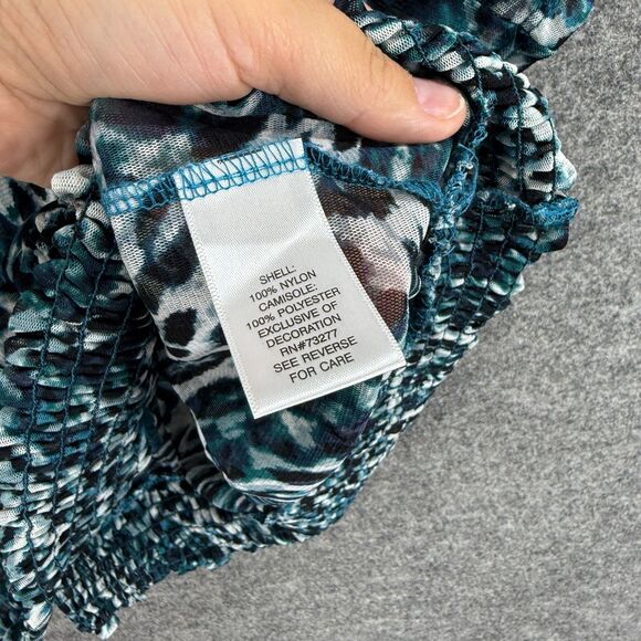 Apt. 9 Blouse Women XL Blue Animal Print Short Sleeve Round Neck Casual Comfort - Picture 4 of 7